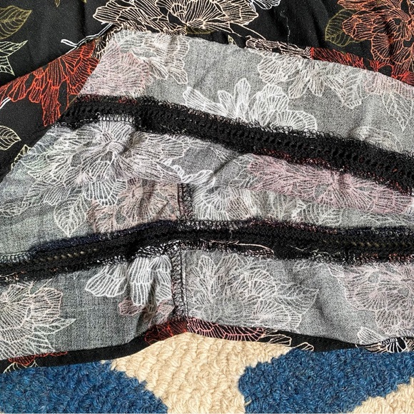 🍂 TARGET COLLECTION BOHO BLACK GREEN MULTI FLORAL CAPRI SLEEVE LOOSE FIT DRESS! - Picture 10 of 14